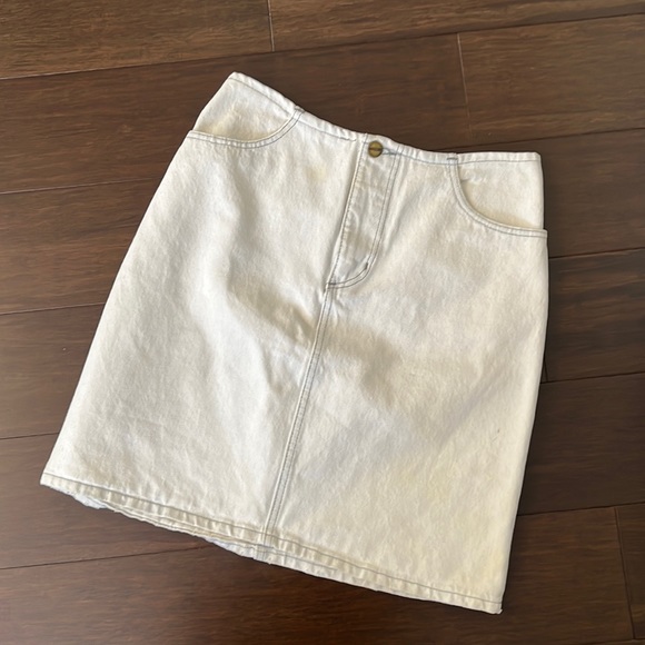Vintage 80s White Denim Mini Skirt - Picture 1 of 2